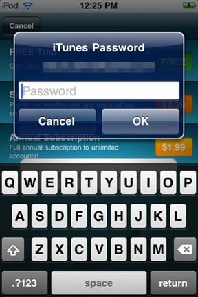 iTunes checkout on an iPhone